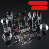 Gobelets en plastique transparents pour desserts, avec couvercles, de différentes tailles et formes, polyvalents pour mousse, pouding, gelée