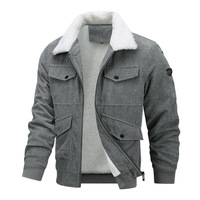 Veste Homme en Velours Côtelé Grande Taille M-8XL, Rembourrée Coton, Hiver, Col Montant, Doublure Polaire, Épaisse, Cachemire, Logo Avant