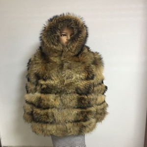 <strong>Star</strong> Fashion Cropped Design Real Raccoon Fur Coat for Women Winter/ Natural Raccoon Fur Hooded Fur <strong>Jacket</strong> - Product Image 1