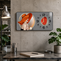 Jam Dinding Kristal PVC HD Grosir Desain Wanita Berkerudung Merah untuk Dekorasi Ruang Tamu Rumah