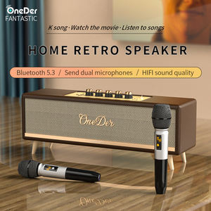 OneDer D8 บ้านRetro <span class=keywords><strong>Vintage</strong></span>กล่องผ้าไม้หนังSoundBar HD <span class=keywords><strong>Hi</strong></span>-<span class=keywords><strong>Fi</strong></span>แบบพกพาบลูทูธ 60W Partyลําโพงพร้อมไมโครโฟนOEM - Product Image 4