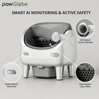 Bac à litière intelligent automatique pour chat avec caméra HD, contrôle à distance via application, capteurs de poids, reconnaissance multi-chats, nettoyage facile, support amovible