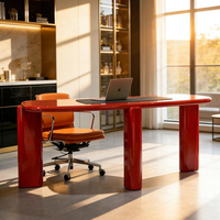 Bureau moderne en bois massif pour la maison, bureau d'ordinateur avec tiroir à dossiers, bureau d'étude pour étudiants, design modulaire peint en rouge brillant