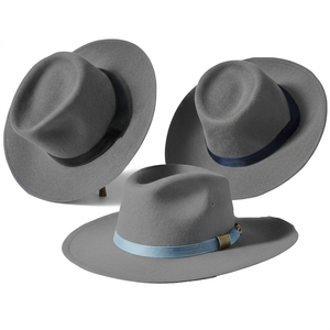 <span class=keywords><strong>Sombrero</strong></span> Plano de Moda al por Mayor para Hombre, Estilo <span class=keywords><strong>Vaquero</strong></span>, de Tweed para Chicas Jóvenes, 100% Fieltro de Lana o Fedora - Product Image 6