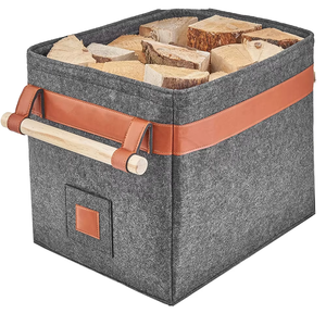 Panier de rangement multifonctionnel écologique en feutre polyester composite, panier carré <span class=keywords><strong>pour</strong></span> bûches de cheminée, vente en gros - Product Image 2