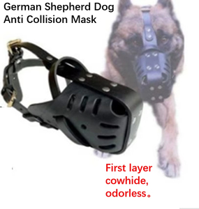 Muselière pour chien en cuir tanné végétal de qualité supérieure pour grandes races |   Masque anti-morsure et anti-aboiement réglable |   Équipement d'entraînement d'agilité - Product Image 2
