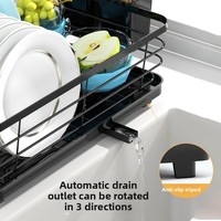 Égouttoir à vaisselle moderne et minimaliste en métal pour cuisine, non pliable, avec support pour éponge et panier de séchage pour assiettes et bols, à poser sur comptoir