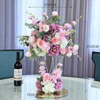 Nouveauté, rose artificielle en soie blanche de luxe de haute qualité 5D, boule de fleurs de 60 cm, centre de table et décorations de table pour mariage