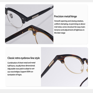 Gafas de Diseño de Lujo Hechas a Mano con Montura Óptica de Acetato Combinado, Estilo Vintage Redondo, Puente Metálico y Logotipo Personalizado - Product Image 4