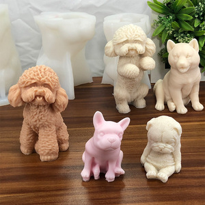 Petit chien en peluche chiots Silicone bougie moules moules à cire pour bougies maison savon glace artisanat aromathérapie moule - Product Image 5