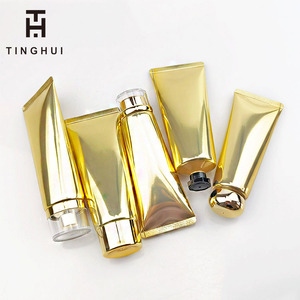 Envases de lujo para cosméticos, dorados, de 50ml, 100ml, 200ml, tubos vacíos de plástico para loción y cuidado de la piel con tapa de rosca. - Product Image 2