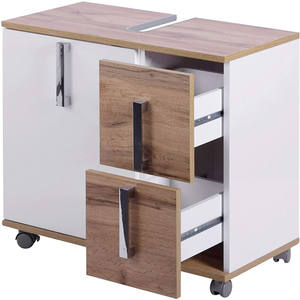 French Wood Black Double Sink Lights PVC Washroom <strong>Ready</strong> <strong>Made</strong> Basin Led <strong>Bathroom</strong> Cabinet - Product Image 2