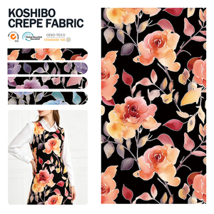 Tissu Koshibo imprimé en polyester crêpe pêche pour Abaya, vente directe d'usine Hutterite - Product Image 1