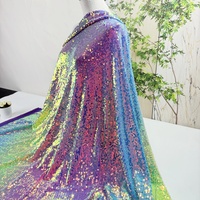 Tissu de dentelle de mariage arc-en-ciel en polyester extensible, maille imprimée numériquement, broderie de paillettes, tissu de dentelle à paillettes pour robe, personnalisable OEM