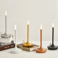 Lampe de table LED en métal de style bougie minimaliste moderne, commande tactile, intensité réglable, lumière d'ambiance, veilleuse