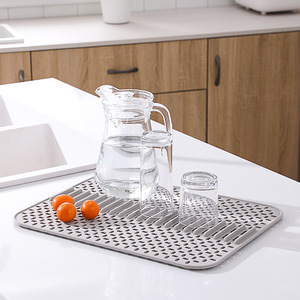 Silicone Hollow Kitchen Drainer Mat Rectangle Solid Color Heat Insulation Waterproof Drain Pad for Counter Protection - Product Image 2