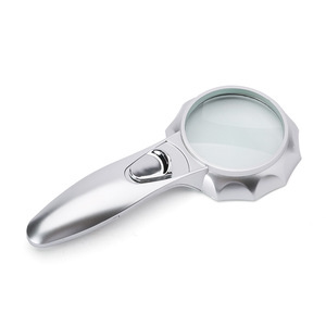 <span class=keywords><strong>Loupe</strong></span> portative 4X argentée 50 mm avec éclairage 6 LED, aide pour déficients visuels, soins des ongles multifacettes - Product Image 5