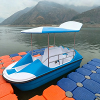 Bateau à pédales classique en fibre de verre à vendre, équipement de divertissement aquatique extérieur, 4-5 passagers, capacité 100-500 kg, 400x150x160 cm