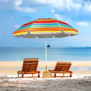 Sombrilla de Playa Grande, Moderna, Estilo Americano, Protección UV, Rayas, Recubrimiento Plateado Oxford, Personalizable - Product Image 3