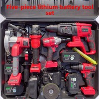 [Ensemble de cinq pièces] Perceuse électrique, meuleuse d'angle, machine à découper, marteau électrique, batterie lithium rechargeable, ensemble d'outils électriques