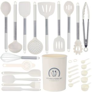 مجموعة أدوات مطبخ جديدة 43IN1 غير لاصقة ملعقة أواني طبخ سيليكون مقابض خشبية ملحقات المطبخ - Product Image 6