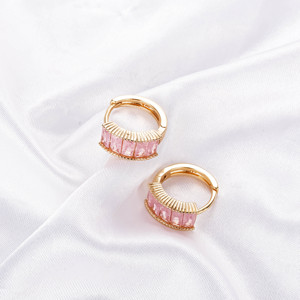 CM gioielli moda commercio all'ingrosso 18K ottone con piatto d'<span class=keywords><strong>oro</strong></span> <span class=keywords><strong>orecchini</strong></span> di alta qualità <span class=keywords><strong>rettangolari</strong></span> rosa zirconi <span class=keywords><strong>orecchini</strong></span> da donna - Product Image 4