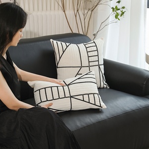 Chất Lượng Cao Trừu Tượng Hình Học Bông Thêu Cording Đệm Bìa Không-Thực Tế Nghệ Thuật Phong Cách Gối Cho Nhà Và Khách Sạn Sử Dụng - Product Image 2