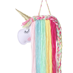 Organisateur d'accessoires pour cheveux <span class=keywords><strong>Licorne</strong></span> en coton, support <span class=keywords><strong>mural</strong></span> pour pinces et nœuds, décoration intérieure pour filles et femmes - Product Image 1