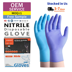Gants jetables en nitrile violet 5mil avec bout des doigts texturé anti-impact EN374/CE certifié non stérile utilisation de l'industrie alimentaire de travail - Product Image 1