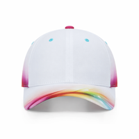 Casquette de baseball personnalisée en sergé arc-en-ciel, imprimée par l'art fluide, motif abstrait tourbillonnant, style Dad Hat, réglable, unisexe, tendance, vente en gros