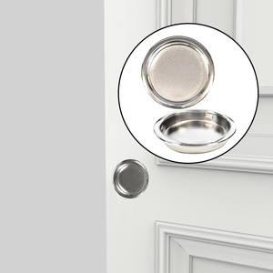 Inset pegangan besi tersembunyi untuk pintu geser perangkat keras bentuk bulat lemari dapur hitam pegangan furnitur Modern & kenop - Product Image 1