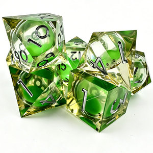 High Clarity Sharp Edge Resin Green Liquid Core DND Game <b>Dice</b> 7Pcs Full <b>Set</b> Fast Shipping Worldwide Bulk Order - Product Image 5