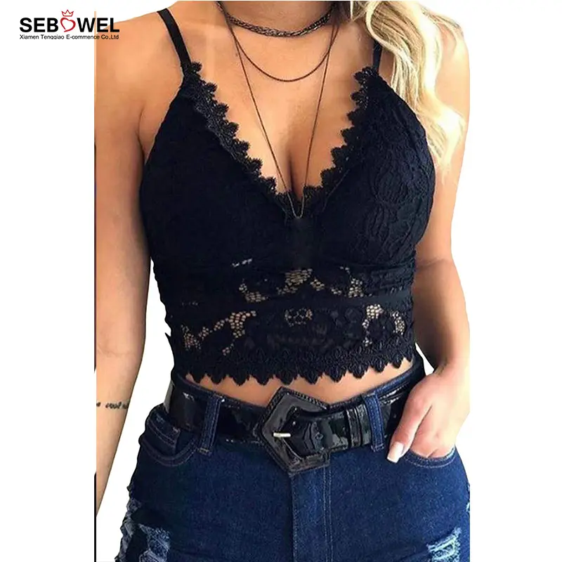Summer V Neck Sexy Lace Woman Crop Top