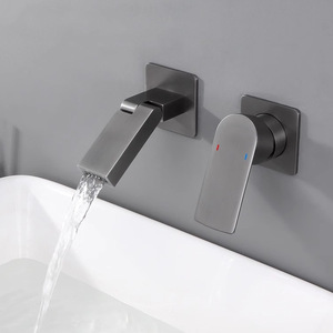 Concealed Minimalist Basin Faucet Single Handle Wall Mounted Copper Hot Cold Water Universal - Product Image 1