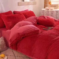 Offre Spéciale – Parure de Lit Luxe 4 Pièces en Velours Corail 100% Polyester – Épaisse, Chaude et Protectrice pour l'Hiver – Idéale pour Mariage et Maison