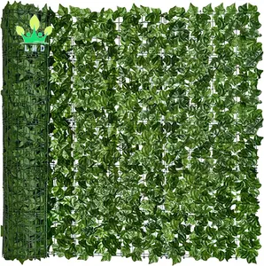 인공 잎 개인 정보 보호 울타리 벽 녹색 잎 벽 야외 정원