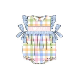 SR3357 Ensemble grenouillère sans manches personnalisé pour bébé avec imprimé d'arcs roses léopard colorés pour enfants vente en gros - Product Image 5
