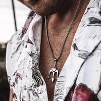 Collier pendentif Trident de fermoir en argent, bijou en acier inoxydable de déclaration, cadeau d'amoureux