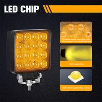 4.5 pouces 48W LED lumière de travail ambre tout-terrain 4x4 projecteur 12V 24V pour camion voiture moto tracteur pelles SUV ATV phare LED