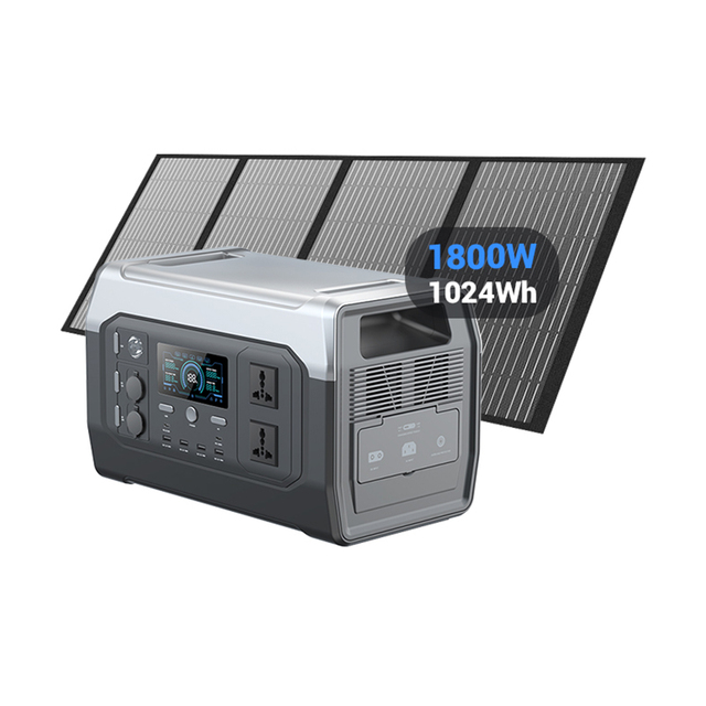 1000W 1024Wh Portable Power Station Outdoor Solar Panel Charging Multiport Station Pure Sine Wave Inverter MPPT Controller Car