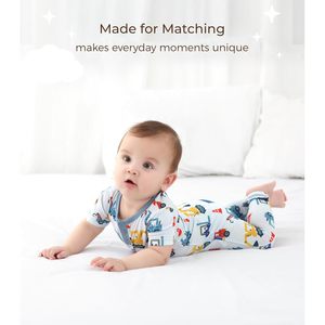 Mameluco de Manga Corta para Bebé Niño, Mono de una Pieza con Botones, Ropa de Dormir de Tela de Bambú Viscosa, Primavera Verano Unisex - Product Image 3