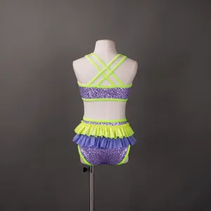 Disfraces de actuación para niños Lila Niñas Disfraces de baile de jazz Kindergarten Stage Cheerleading Jazz Tap Dress - Product Image 3