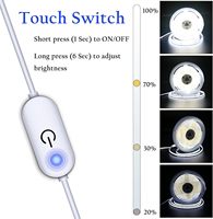 Guirlandes lumineuses LED COB 5V 6000K Blanc froid PVC 320 LED/M avec interrupteur dimmable pour rétroéclairage TV, armoire d'ordinateur, chambre à coucher 1M