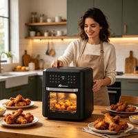 Anbolife OEM Friteuse à air 12L avec panneau IMD, fonction rôtissoire, fenêtre en verre transparent, four à porte amovible, appareil électroménager ETL