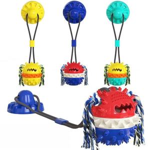 Yeni lüks Pet interaktif çiğnemek eğitim oyuncak çevre dostu TPR halat kauçuk köpek maması dağıtım topu vantuz ile oynamak için - Product Image 4