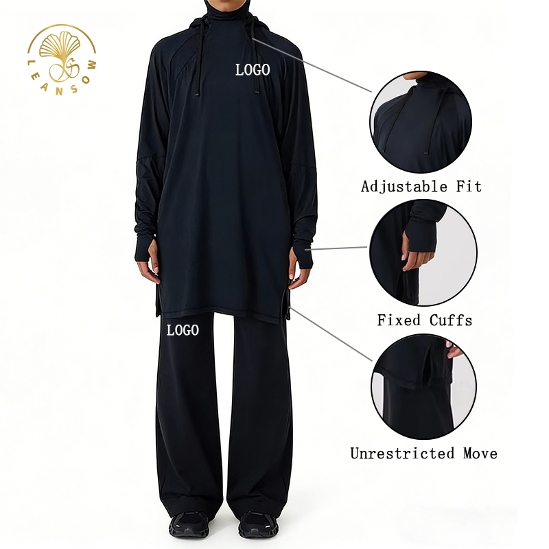 Factory High Quality Over Sized Solid Color Comfortable Modest Gym Stylish Versatile Adjustable Fit Modest Co Ord Set Women