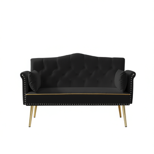 Sofá Chesterfield Contemporáneo Db de 2 Plazas, Respaldo Acolchado de Terciopelo, Patas de Metal, Muebles para Sala de Estar - Product Image 1