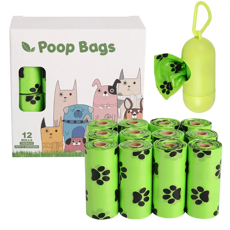 Sacs compostables jetables écologiques pour animaux de compagnie, sacs à crottes biodégradables pour chiens, porte-distributeurs, sacs à déchets pour chiens