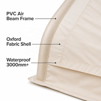 Tente de camping gonflable 2 en 1, auvent, en tissu Oxford 420D, imperméable 3000 mm, résistant au vent, colonne d'air en PVC, installation rapide, toutes saisons, pour la famille