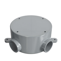 Boîte de jonction électrique ronde 1-gang FSE en PVC gris isolant et étanche, type raccordement